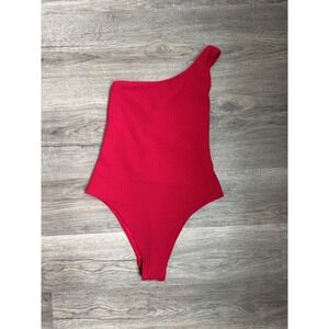 L.A. Hearts by PacSun Red One-Shoulder Textured One-Piece Swimsuit – Size Medium